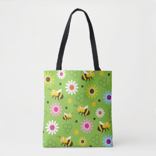 Bolsa Tote Abelhas e flores