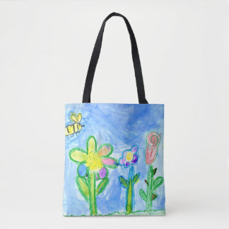 Bolsa Tote Abelhas e Flores de Verão, Trabalho de arte de Des
