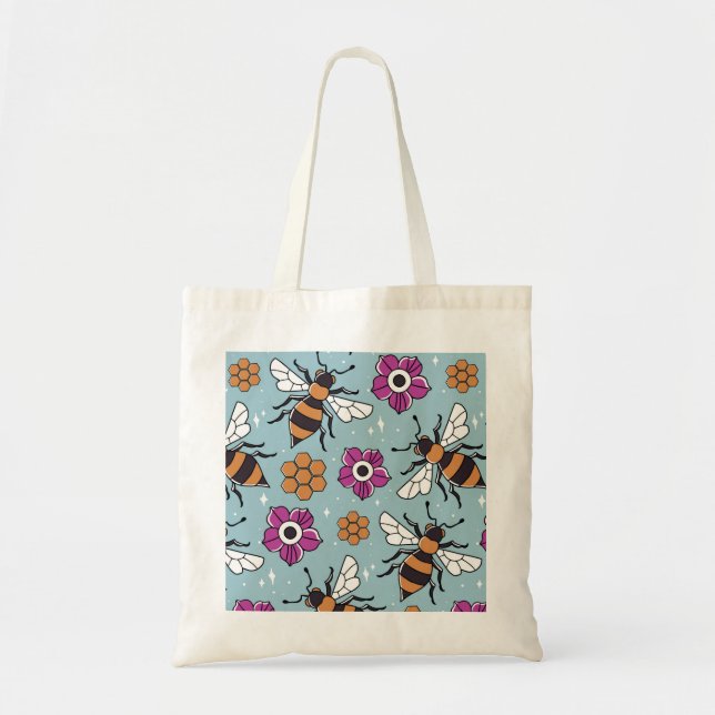 Bolsa Tote Abelhas melíferas, Salve as abelhas, Padrão de abe (Frente)