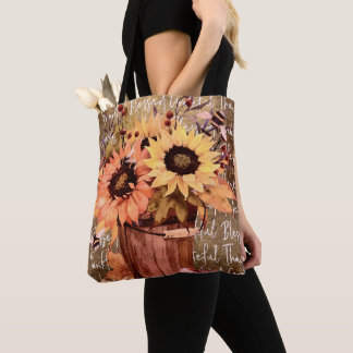 Bolsa Tote Abençoa Sunflower Gratidão Ação de Graças