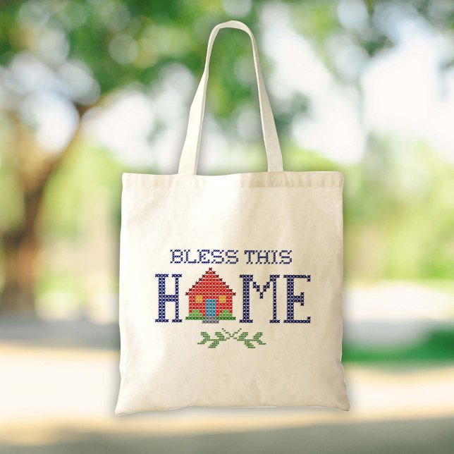 Bolsa Tote Abençoe esta barra de ferramentas doméstica (Carry blessings with you wherever you go with our "Bless This Home" tote bag.)