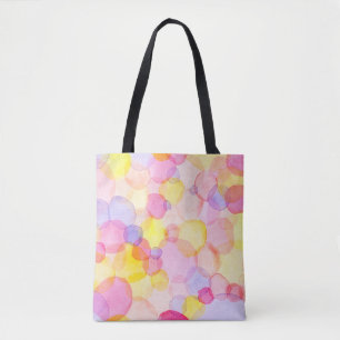 Bolsa Tote Abertura da bolinhas: Aquarela Colorida