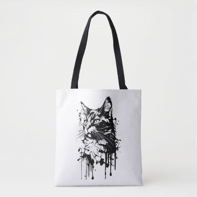 Bolsa Tote Abertura de Gato Preto e Branco (Frente)