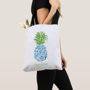 Bolsa Tote Abiure Personalizado de Aquarela de Abacaxi Chines