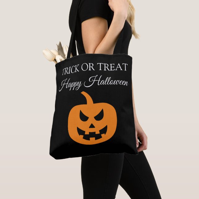 Bolsa Tote Abóbora Assustadora Fofa e Moderna de Halloween (Close Up)