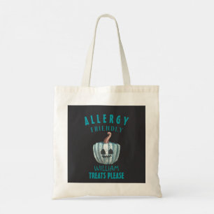 Bolsa Tote Abóbora Azul Halloween Guloseimas Amigáveis para A