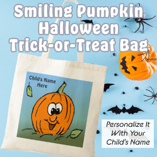 Bolsa Tote Abóbora Bonita Sorrindo Amigo No Halloween