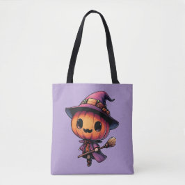 Bolsa Tote Abóbora bruxa de Halloween fofa