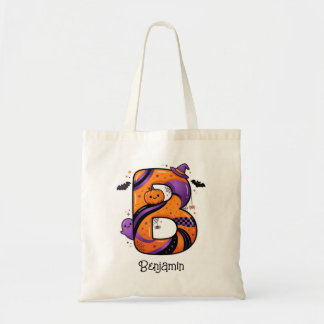 Bolsa Tote Abóbora com Monograma Personalizado de Halloween L