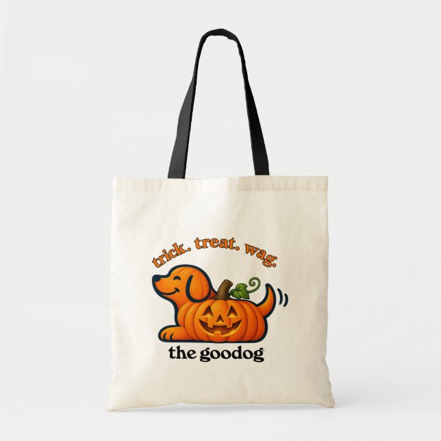 Bolsa Tote Abóbora de Cachorro Jack-O-Lantern (Frente)