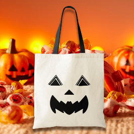Bolsa Tote Abóbora de Halloween com Olhos de Triângulo Traçad