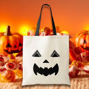 Bolsa Tote Abóbora de Halloween com Olhos de Triângulo Traçad