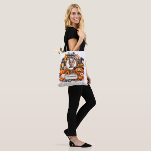 Bolsa Tote Abóbora de Halloween em Aquarela Personalizada