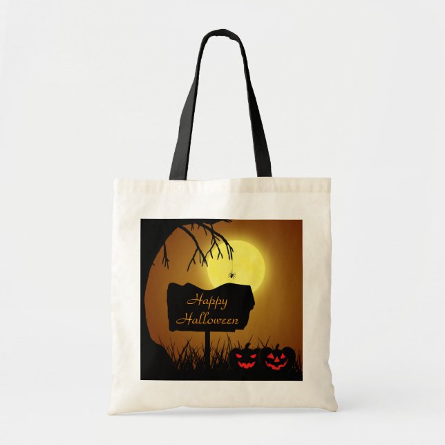 Bolsa Tote Abóbora de Halloween Feliz - Sacola (Frente)