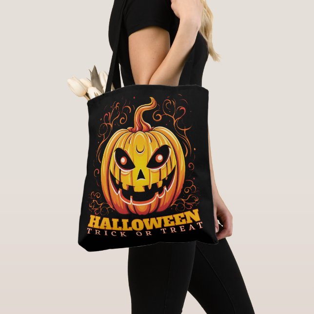 Bolsa Tote Abóbora de Halloween Jack-O-Lantern  (Close Up)