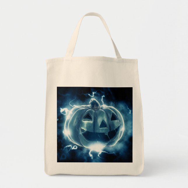 Bolsa Tote abóbora de Halloween na chuva (Frente)