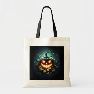 Bolsa Tote Abóbora de Halloween radiante natureza assustadora