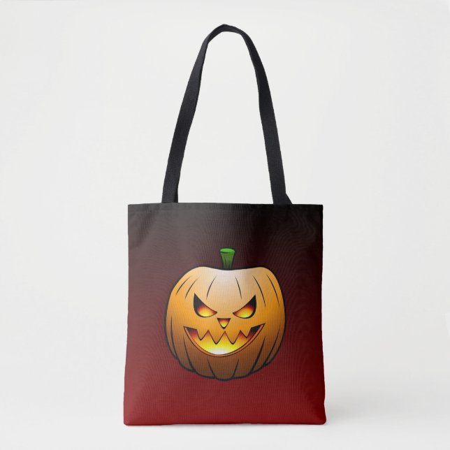 Bolsa Tote Abóbora de Halloween Truque ou Tratamento (Frente)