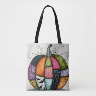 Bolsa Tote Abóbora de Patchwork Halloween