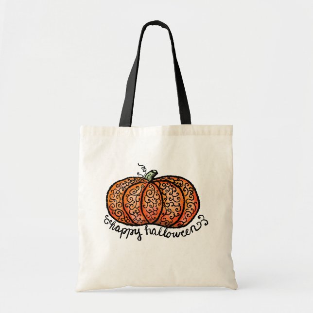 Bolsa Tote Abóbora-de-porco Feliz Halloween (Frente)