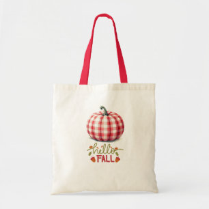 Bolsa Tote Abóbora de xadrez de outono