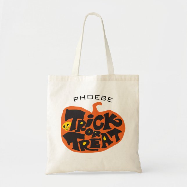 Bolsa Tote Abóbora Divertida e Alegre de Halloween  (Frente)