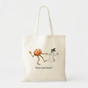 Bolsa Tote Abóbora e Fantasma Dançando no Halloween