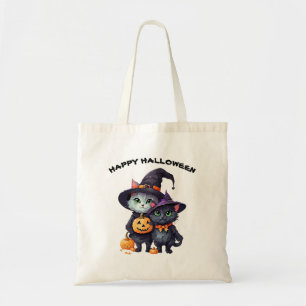Bolsa Tote abóbora e presente de gatos pretos do Halloween