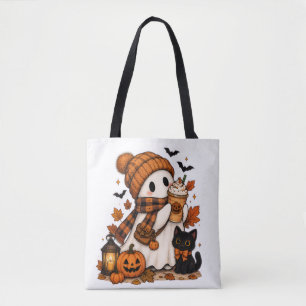 Bolsa Tote Abóbora Especiaria Fantasma Aconchegante Halloween