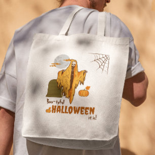 Bolsa Tote Abóbora Esqueleto Engraçado Humor Adulto Festa de