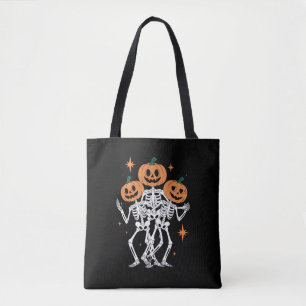 Bolsa Tote Abóbora Esqueleto Halloween Abóbora Temporada Assu