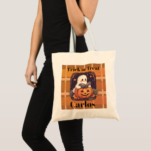 Bolsa Tote Abóbora Fantasma Doces ou Travessuras Halloween