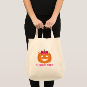 Bolsa Tote Abóbora Fofa Com Laço Rosa