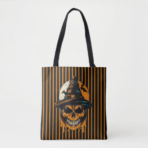 Bolsa Tote abóbora/Halloween/crânio/assustador
