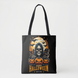 Bolsa Tote Abóbora Lanterna Caveira Morcegos Halloween Assust