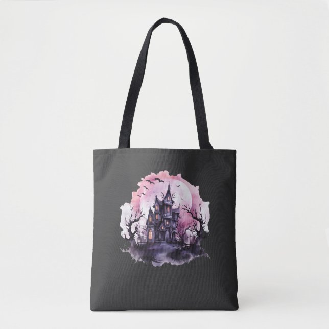 Bolsa Tote abóbora rosa assustador (Frente)