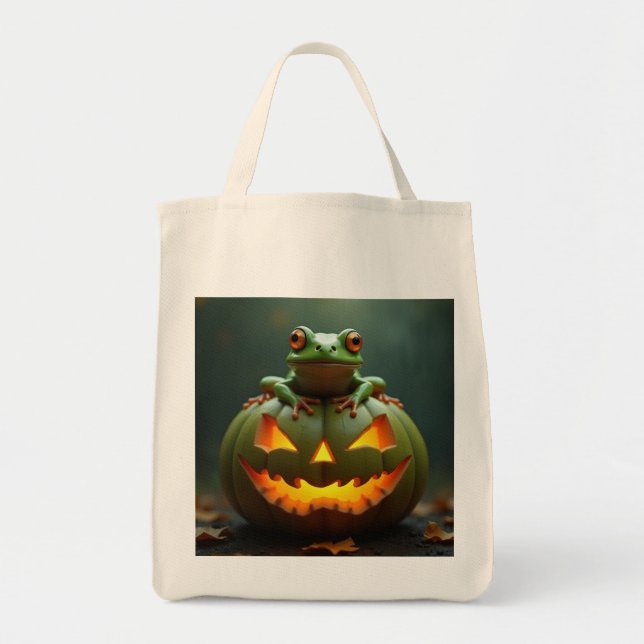 Bolsa Tote Abóbora verde-halloween (Frente)