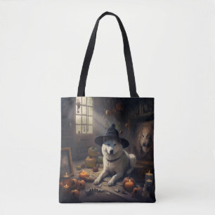 Bolsa Tote Abóboras Akita Halloween Assustador