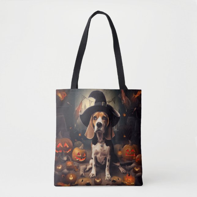 Bolsa Tote Abóboras Beagle Halloween Assustadoras (Frente)