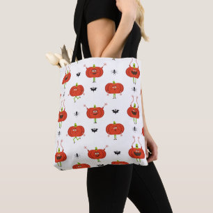 Bolsa Tote Abóboras de halloween, abóboras, padrão de aranha