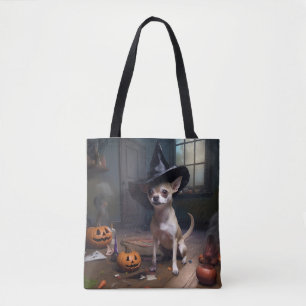 Bolsa Tote Abóboras de Halloween Assustadoras de Chihuahua
