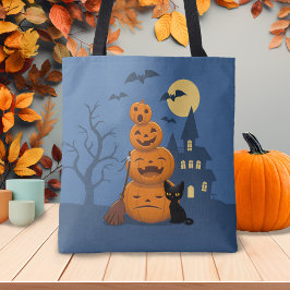 Bolsa Tote Abóboras de Halloween e Gato Negro