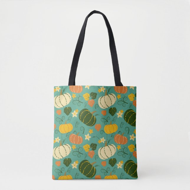 Bolsa Tote Abóboras, folhas: padrão vegetal do outono (Frente)