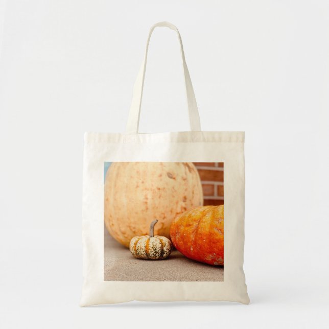 Bolsa Tote abóboras outono foto laranja branco outono (Frente)