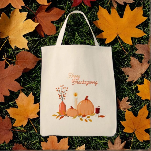 Bolsa Tote Abóboras Personalizadas de Ação de Graças (Criador carregado)