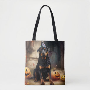 Bolsa Tote Abóboras Rottweiler Dia das Bruxas Assustador