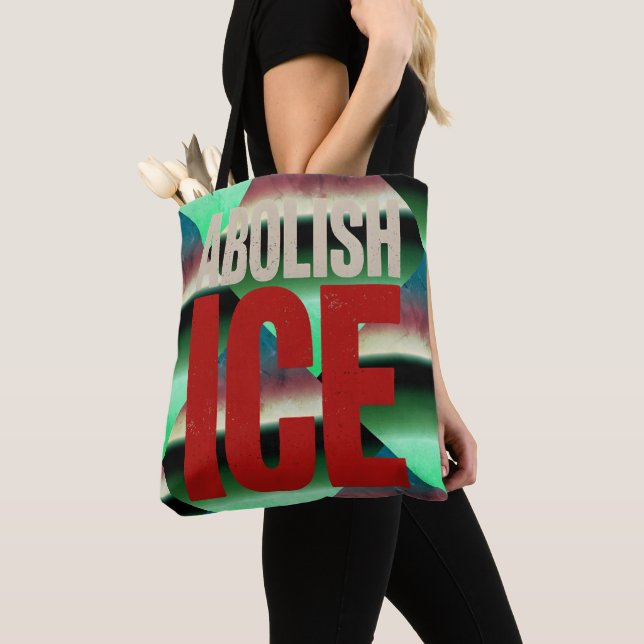 Bolsa Tote Abolish ICE Minimalist Protest Typography Design (Close Up)