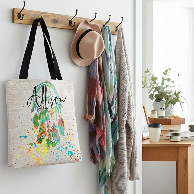 Bolsa Tote Aborrecedor de sonhos personalizado com respingos (Criador carregado)