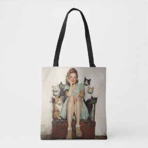 Bolsa Tote Abraçando as Víbias de Gato Louco e Retro