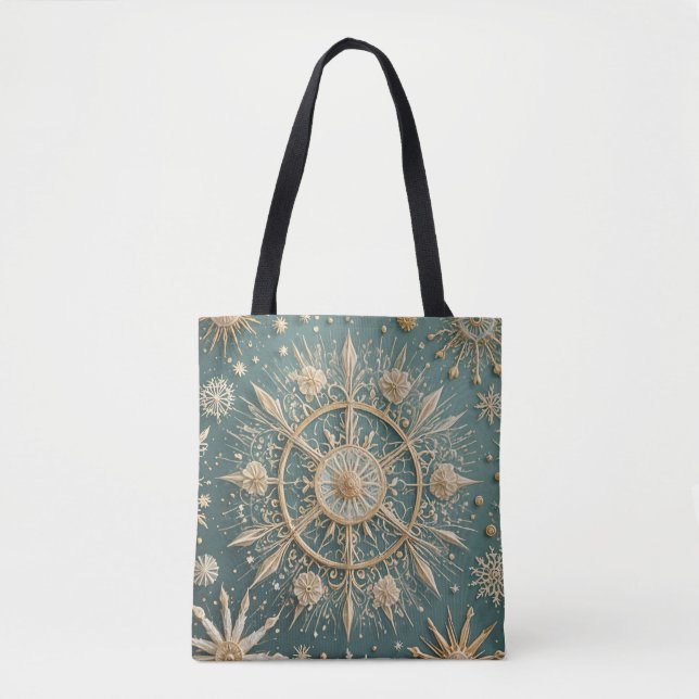 Bolsa Tote Abraço do Ouro de inverno: Serenata com floco de n (Frente)